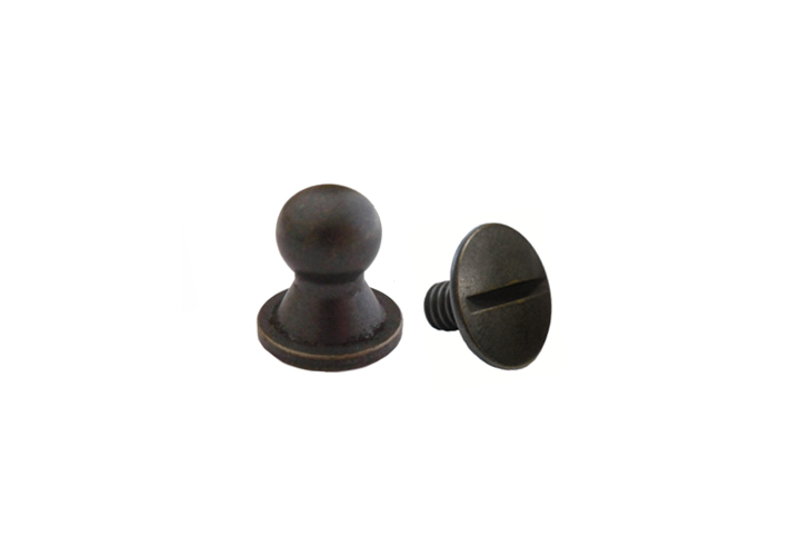 Sam Browne Button Head Stud & Screw Antique Brass