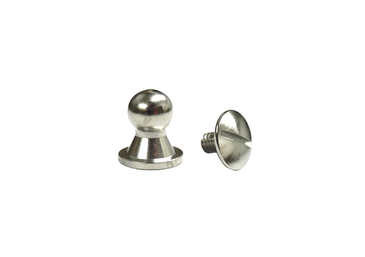 Sam Browne Button Head Stud & Screw Bright Nickel Plate