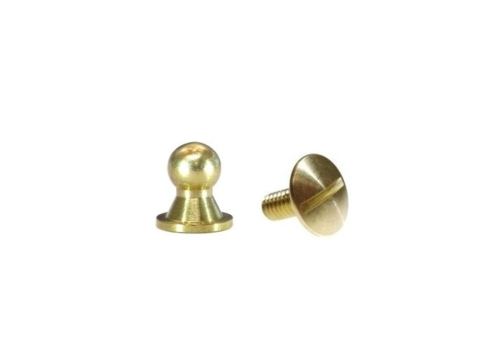 Sam Browne Button Head Stud & Screw Solid Brass